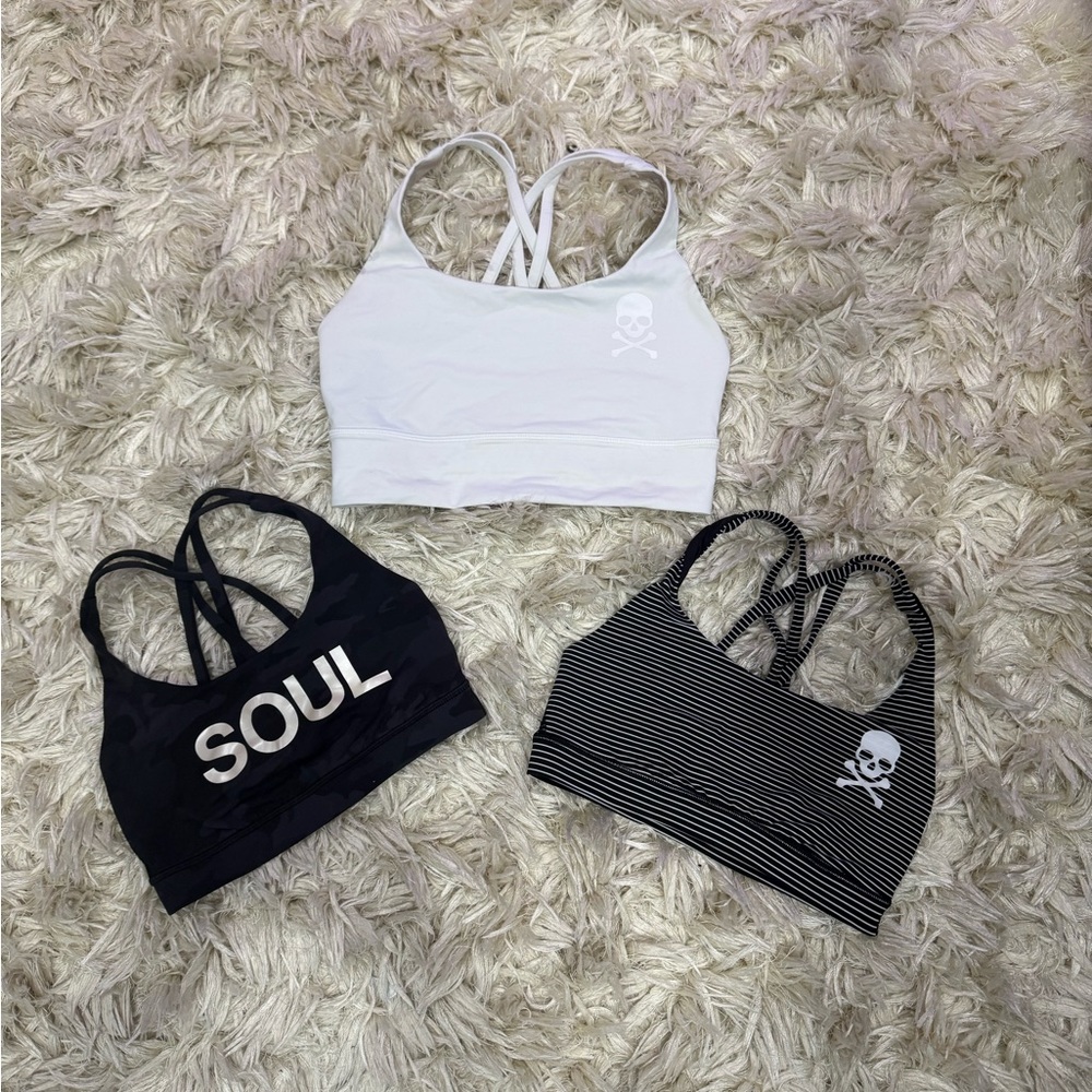 White and Black Sports Bras with Skull Design